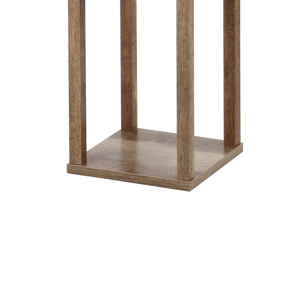 Alt View 3. Jonathan Y - Etagere 63.5" Rustic Bohemian Wooden LED 3-Shelf Floor Lamp with Pull-Chain, USB Charging Port and Smart Bulb, Brown - Brown.