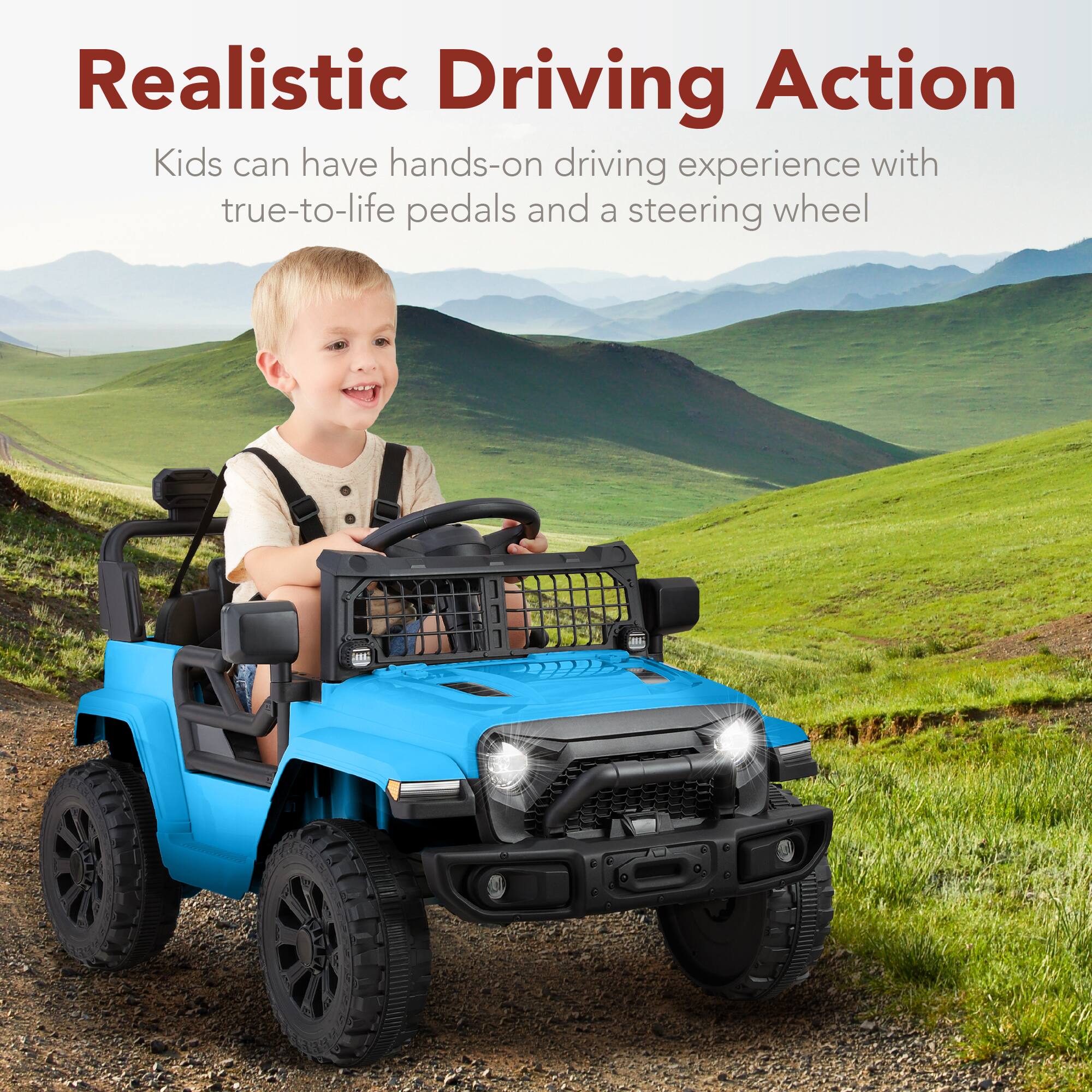 Realistic Driving Action

Kids can have hands-on driving experience with true-to-life pedals and a steering wheel.