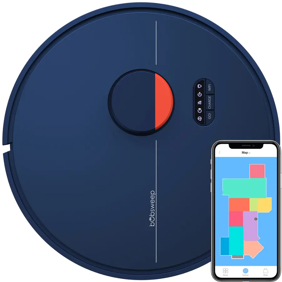 Alt View 16. bObsweep - Dustin Self-Emptying Robot Vacuum and Mop, with 100-day Dock and Patented Navigation, Wi-Fi Connected in Navy - Navy.