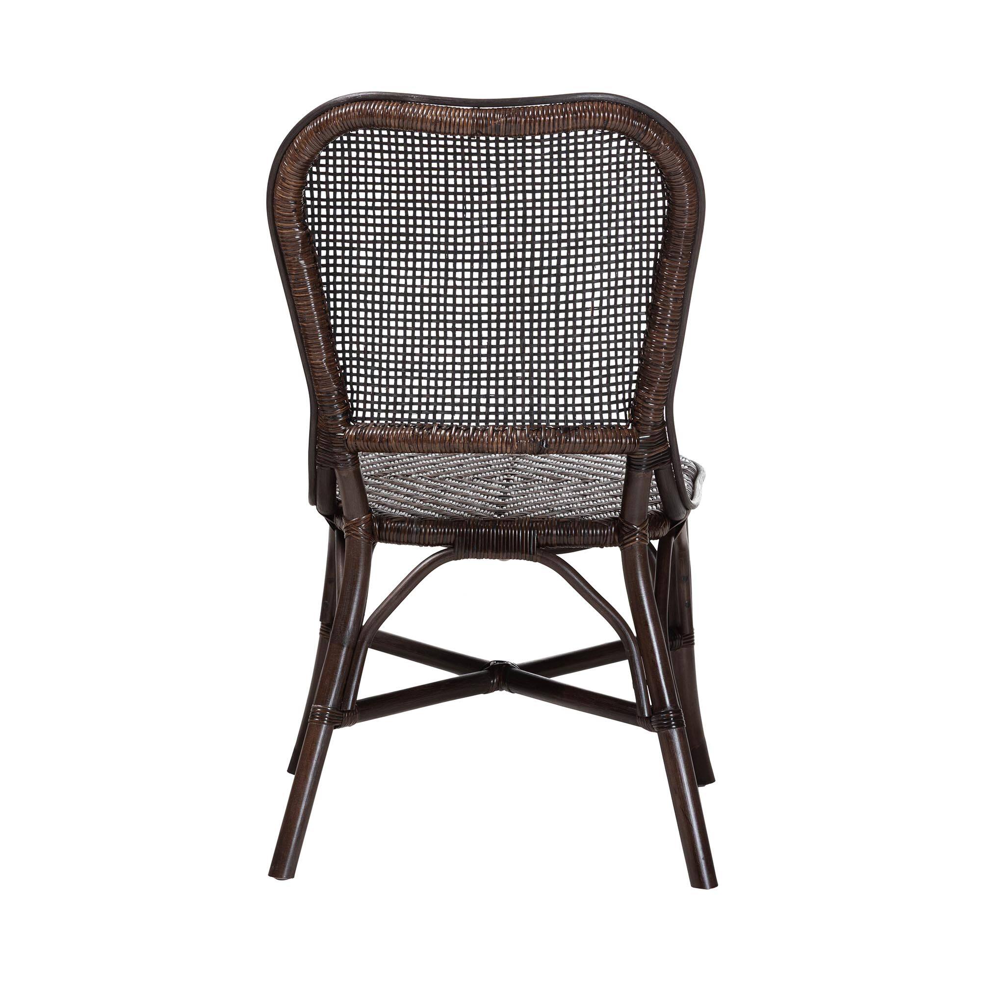 Back. bali & pari - Irene Natural Rattan Dining Chair - Handwoven Wicker Accent Chair with Lattice Backrest for Kitchen or Dining Room - Espresso.