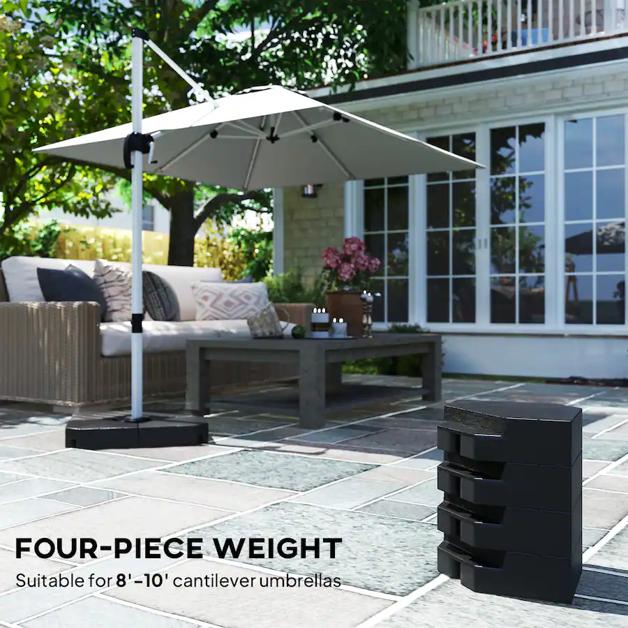 Outsunny 4 Piece Patio Cantilever Umbrella Base Weight Set, Outdoor ...