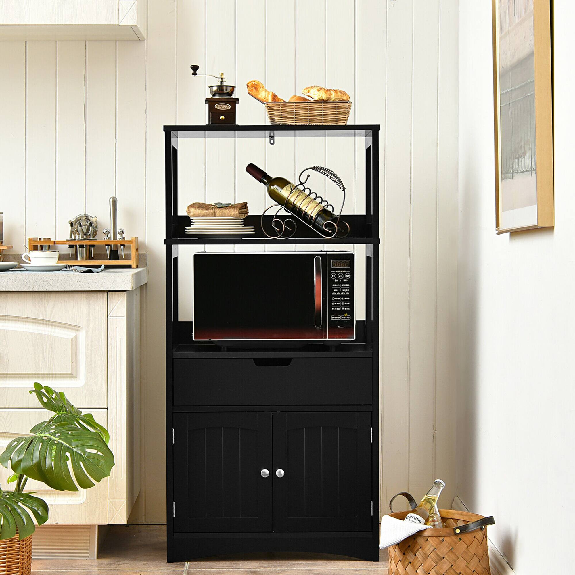 Alt View 3. Costway - Costway Bathroom Storage Cabinet w/Drawer Shelf Cupboard Floor Cabinet - Black.