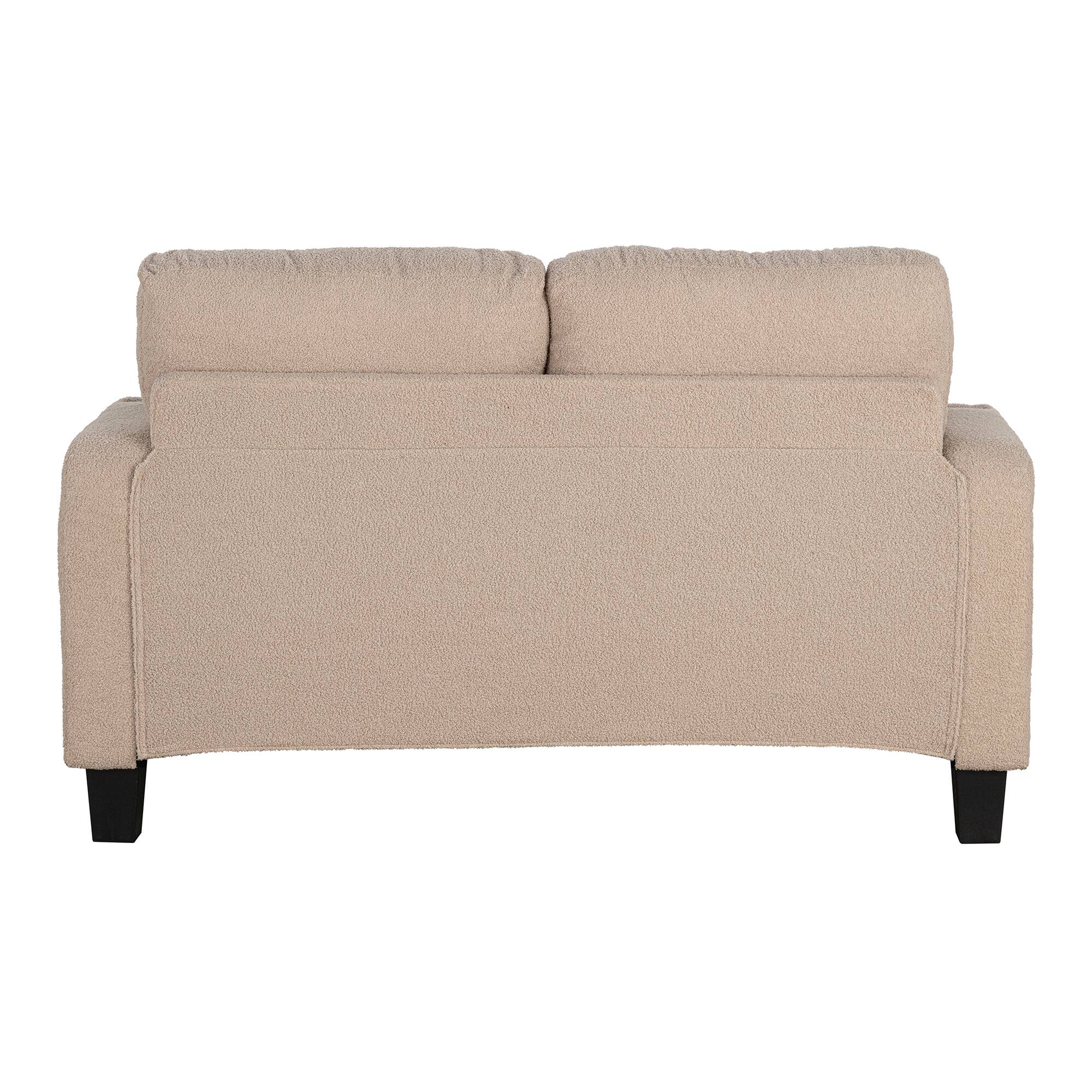 Alt View 1. Vaczon - 60" Loveseat Sofa with 2 Cup Holders and 2 Throw Pillows, Modern Upholstered 2-Seater Couch for Living Room or Apartment - Beige.