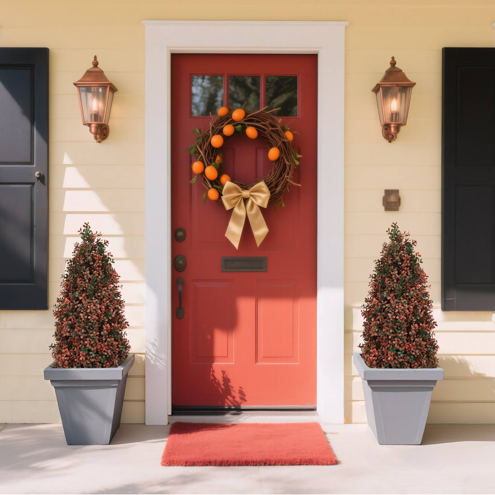 Alt View 7. Glintex - 3FT Artificial Boxwood Topiary Tree for Outdoor Porch and Patio Decoration, Red , 2pcs/set - Red.