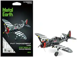 Republic P-47 Thunderbolt The Jug US Army Air Forces Fighter Aircraft Steel Model Kit Moderate Difficulty Metal Earth - Multi