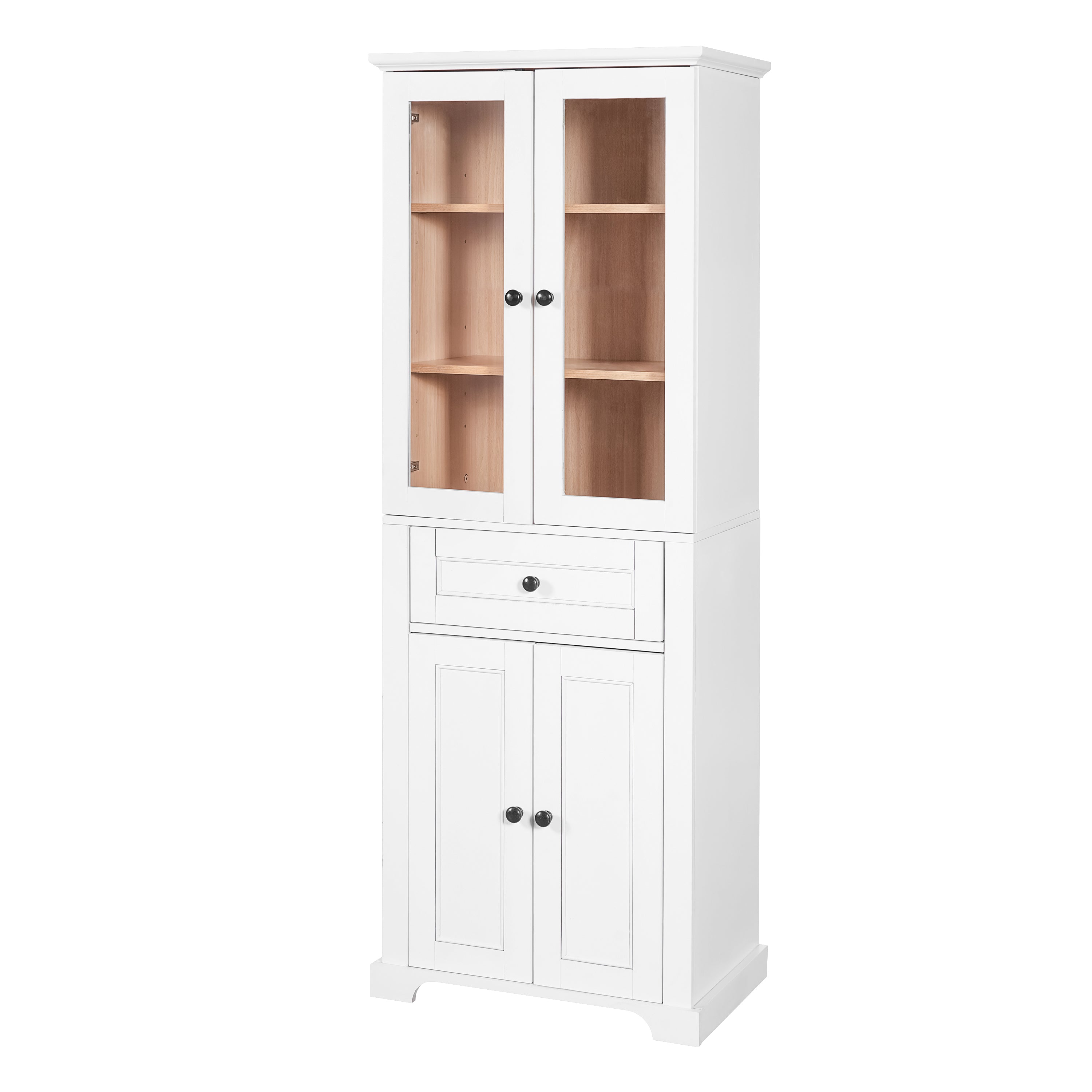 Alt View 9. Boyel Living - 67.2 Inch Tall Bathroom Storage Cabinet with Tempered Glass Doors Adjustable Shelves Drawer Soft Close Linen Tower - White.