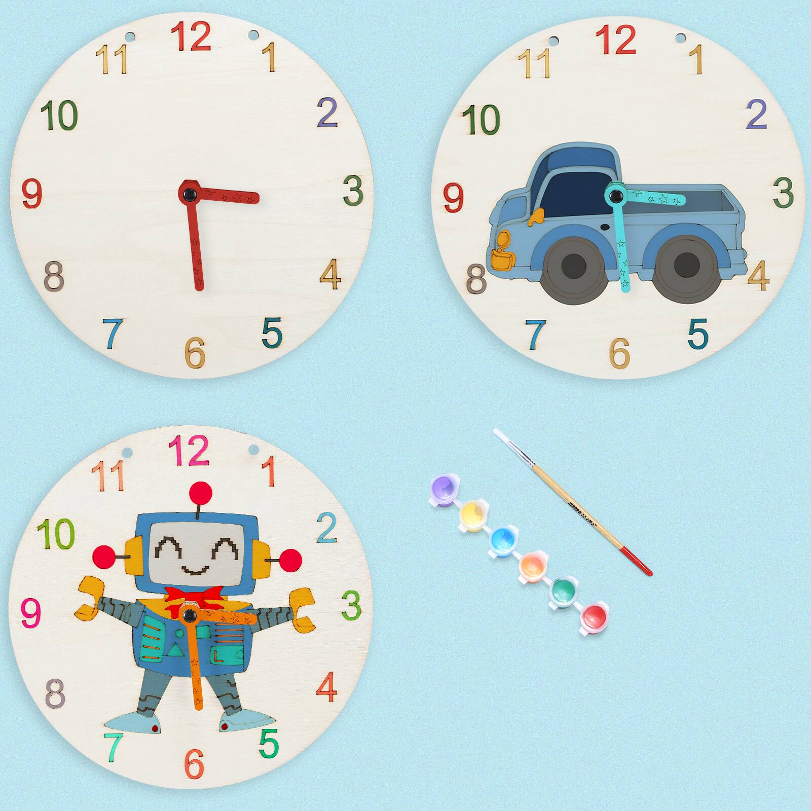 Oumilen - DIY Wooden Clock Craft Kit - Brown