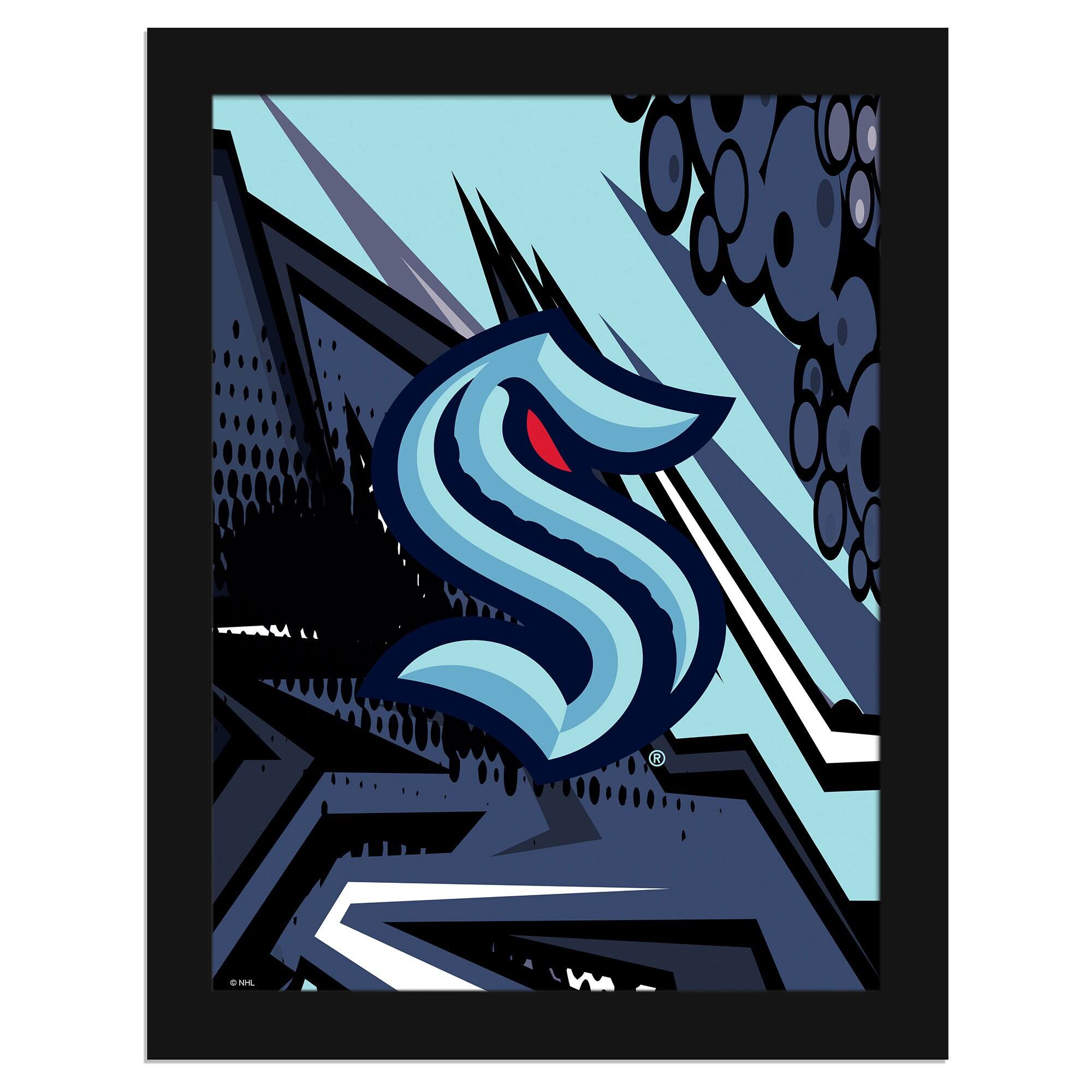 Fan Creations - Seattle Kraken 12" x 16" Team Comic Framed Art Print - Multicolor