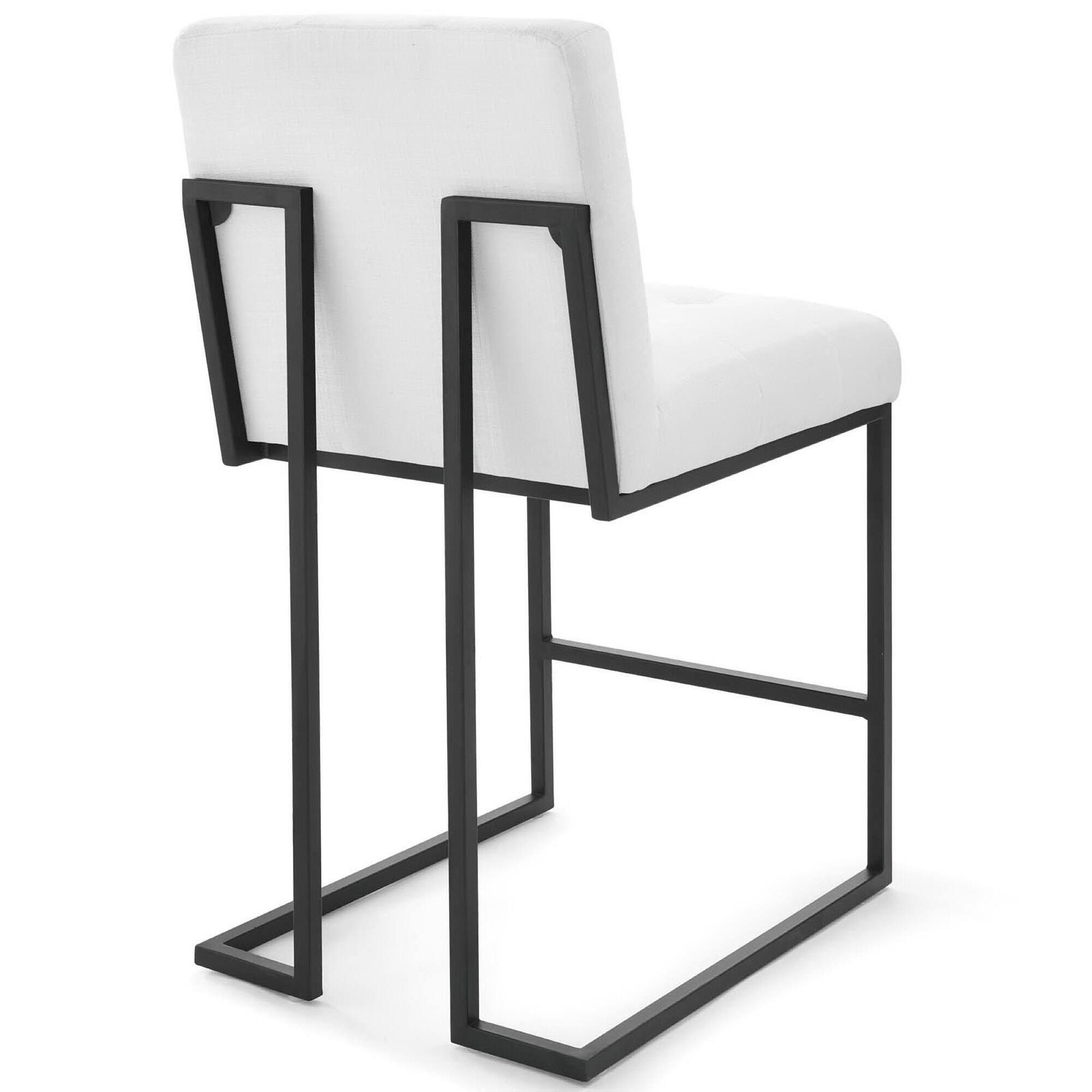 Left. Modway - Privy Black Stainless Steel Upholstered Fabric Counter Stool by Modway - White.