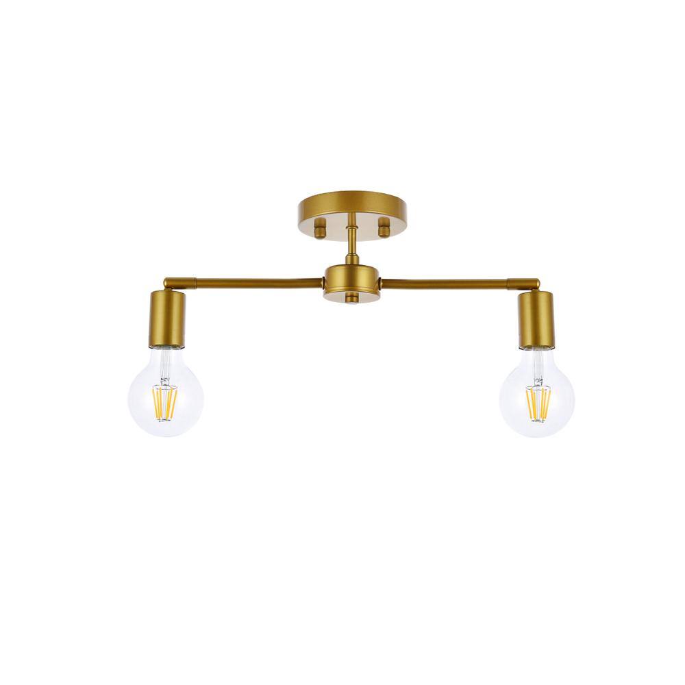Alt View 1. Living District - Zane 2 lights brass flush mount - Brass.