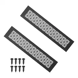 Unique Bargains - 14"x3" Door Air Vent Cover, 2pcs Heavy Duty Aluminum Alloy Grille Louvered with Mounting Screws for Cabinet Wardrobe - Black