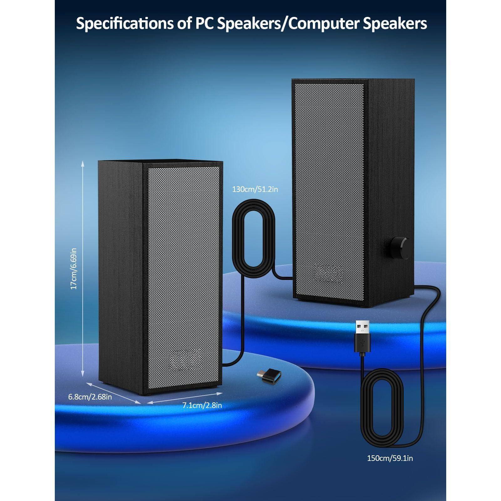 Specifications of PC Speakers/Computer Speakers

- Height: 17cm/6.69in
- Width: 130cm/51.2in
- Depth: 6.8cm/2.68in
- Cable Length: 150cm/59.1in