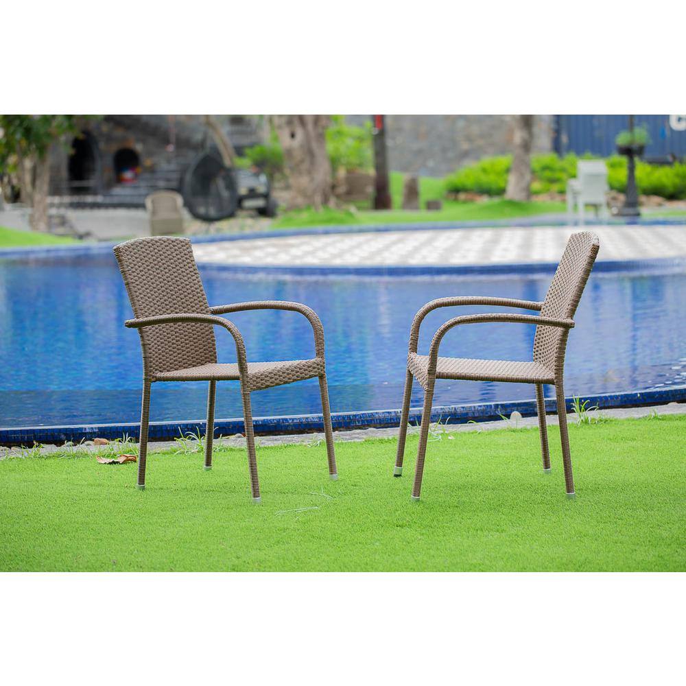 Angle. East West Furniture - Wicker Patio Chair Brown - Brown.