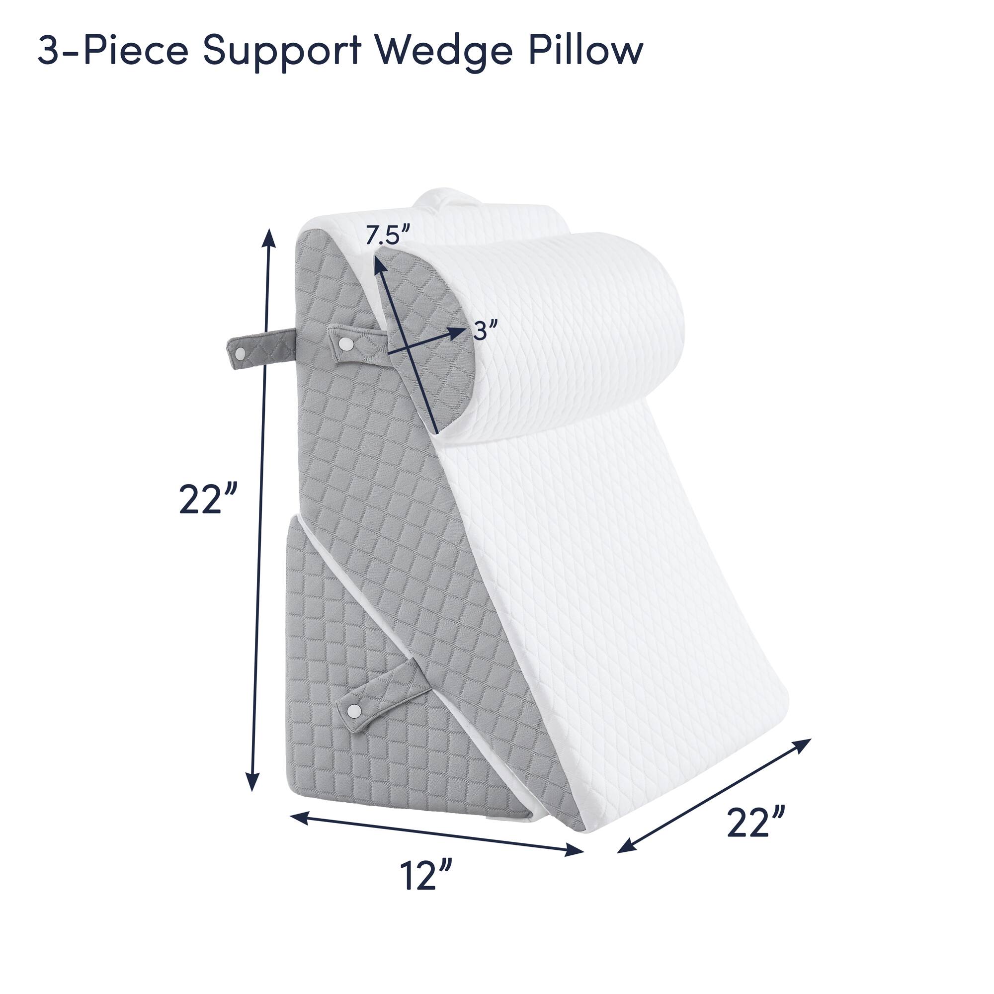 3-Piece Support Wedge Pillow

- 7.5"
- 3"
- 22"
- 12"
- 22"
