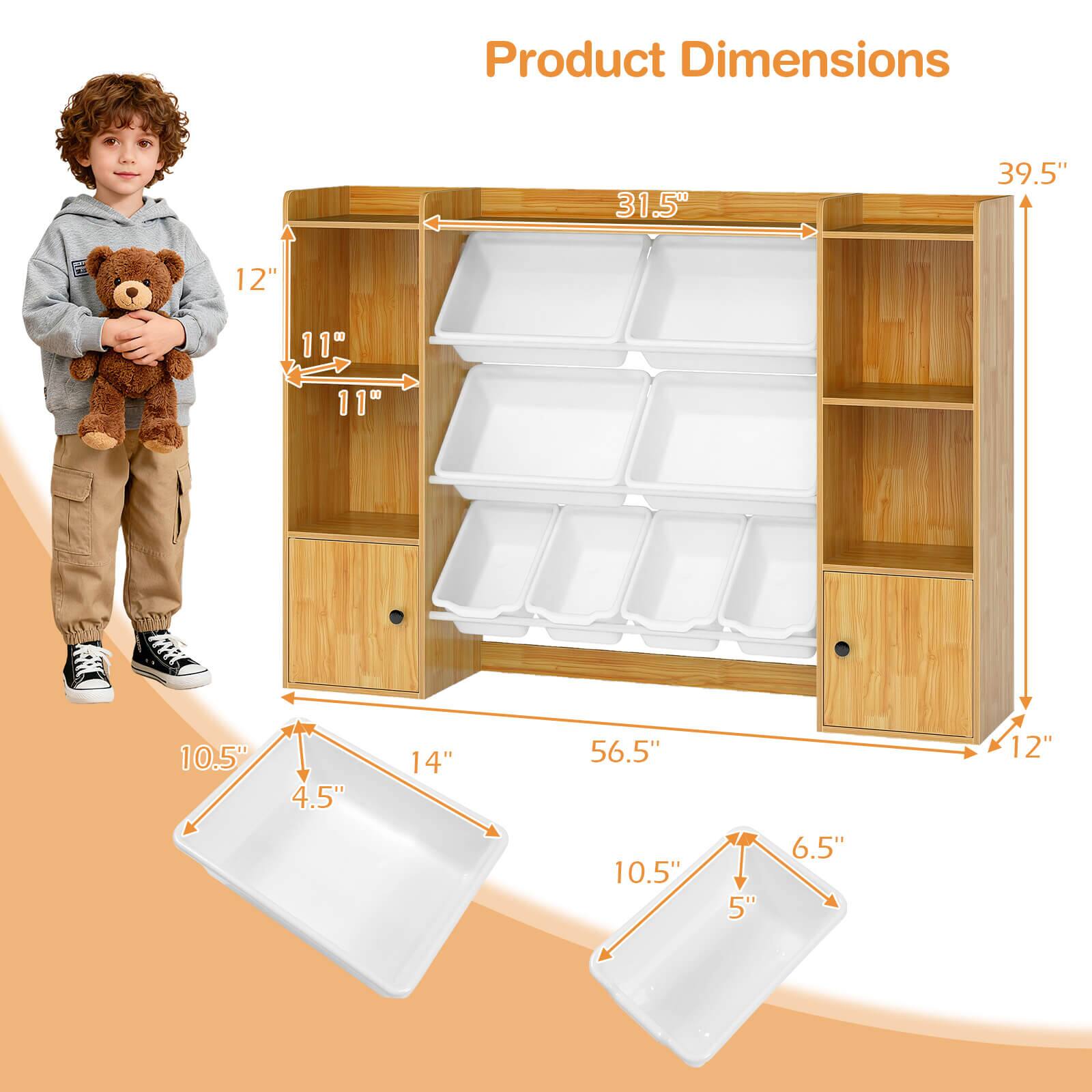 Product Dimensions

- Width: 31.5"
- Height: 39.5"
- Depth: 12"
- Shelf Dimensions: 12" x 11" x 11"
- Drawer Dimensions: 10.5" x 4.5" x 14"
- Tray Dimensions: 10.5" x 5" x 6.5"
- Overall Length: 56.5"