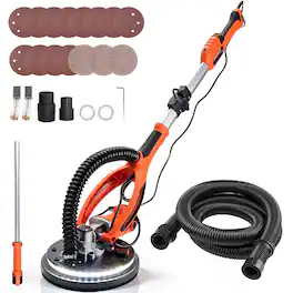 VEVOR - Drywall Sander, 850W Electric Drywall Sander, Popcorn Ceiling Removal Tool with 5 Variable Speed 800-1700 RPM - Orange;Black