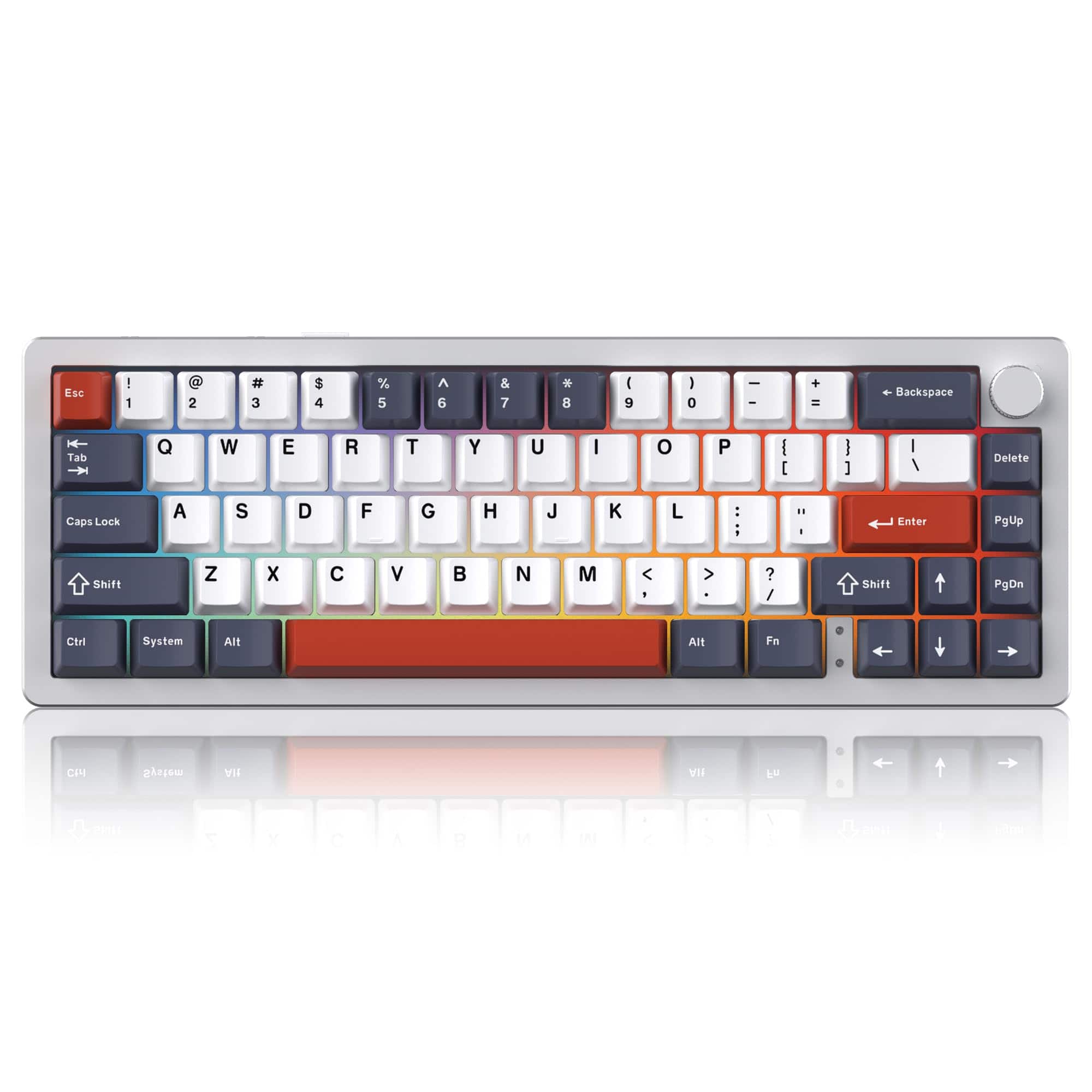 Live At Space - Nabi Series Nb1 65% Wireless Mechanical Gaming 66 Keys Cnc Aluminum Rgb Hot-swappable ah Milk Linear Switches - Silver / Blue