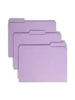 Smead - File Folder, 3 Tab, Letter Size, 100/Box - Lavender