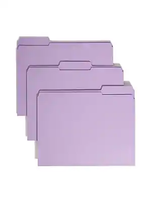 Front. Smead - Smead File Folder, 3 Tab, Letter Size, Lavender, 100/Box (12434) - Lavender.