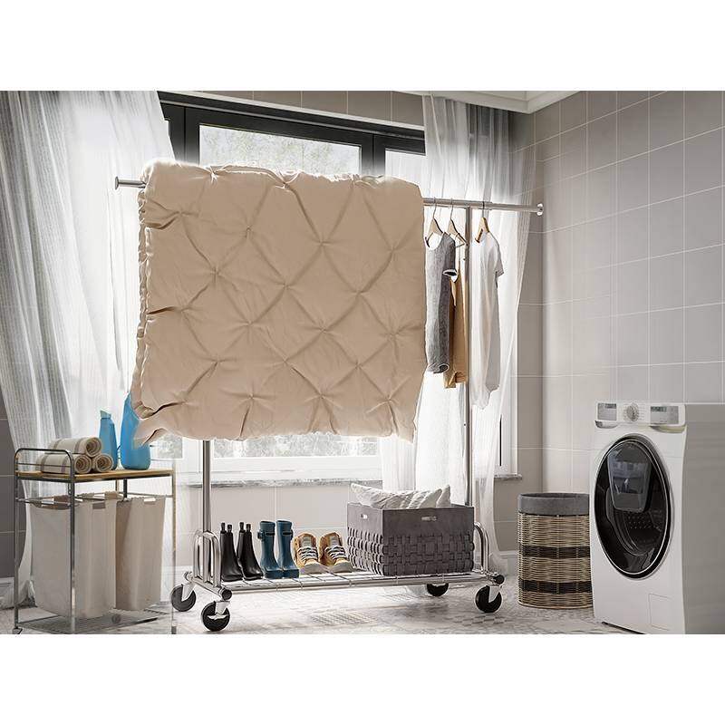 Back. Hivvago - Heavy Duty Metal Clothing Bar Garment Rack on Lockable Casters - 450lb Capacity - Silver.