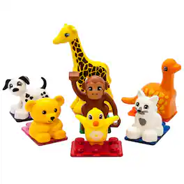PicassoTiles - 7 PC Animal Character Set, Magnetic Tiles & Brick Block Compatible, Magnet for Kids 3+