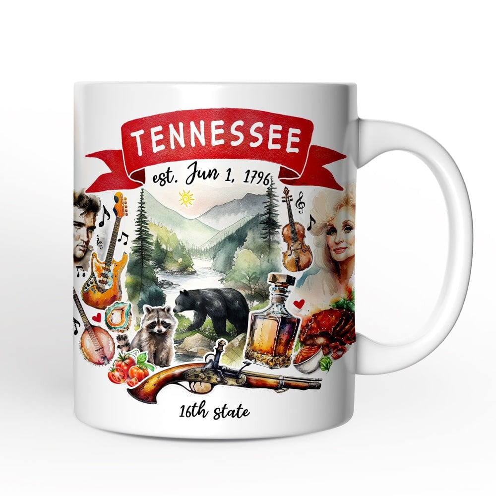 OrnamentallyYou - Artistic Tennessee State Themes and Landmarks Mug - White