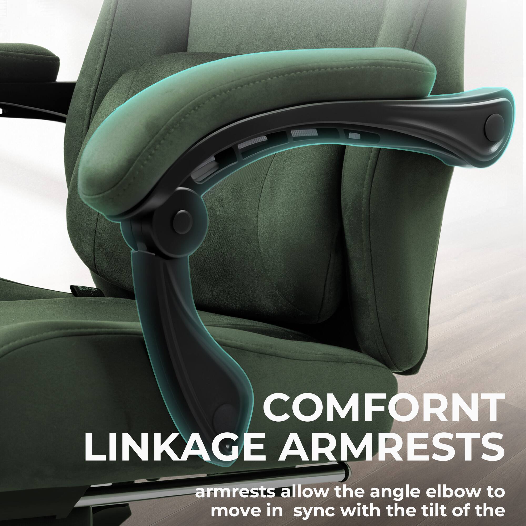 COMFORT LINKAGE ARMRESTS

armrests allow the angle elbow to move in sync with the tilt of the