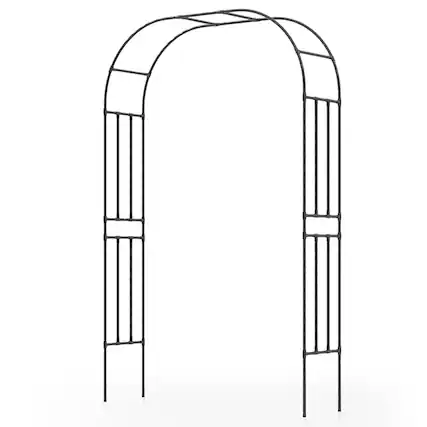 Front. Gymax - Gymax 95'' Garden Arch Trellis w/PE Wrapped Metal Pipes Ground Stakes Spiral Rods - Black.