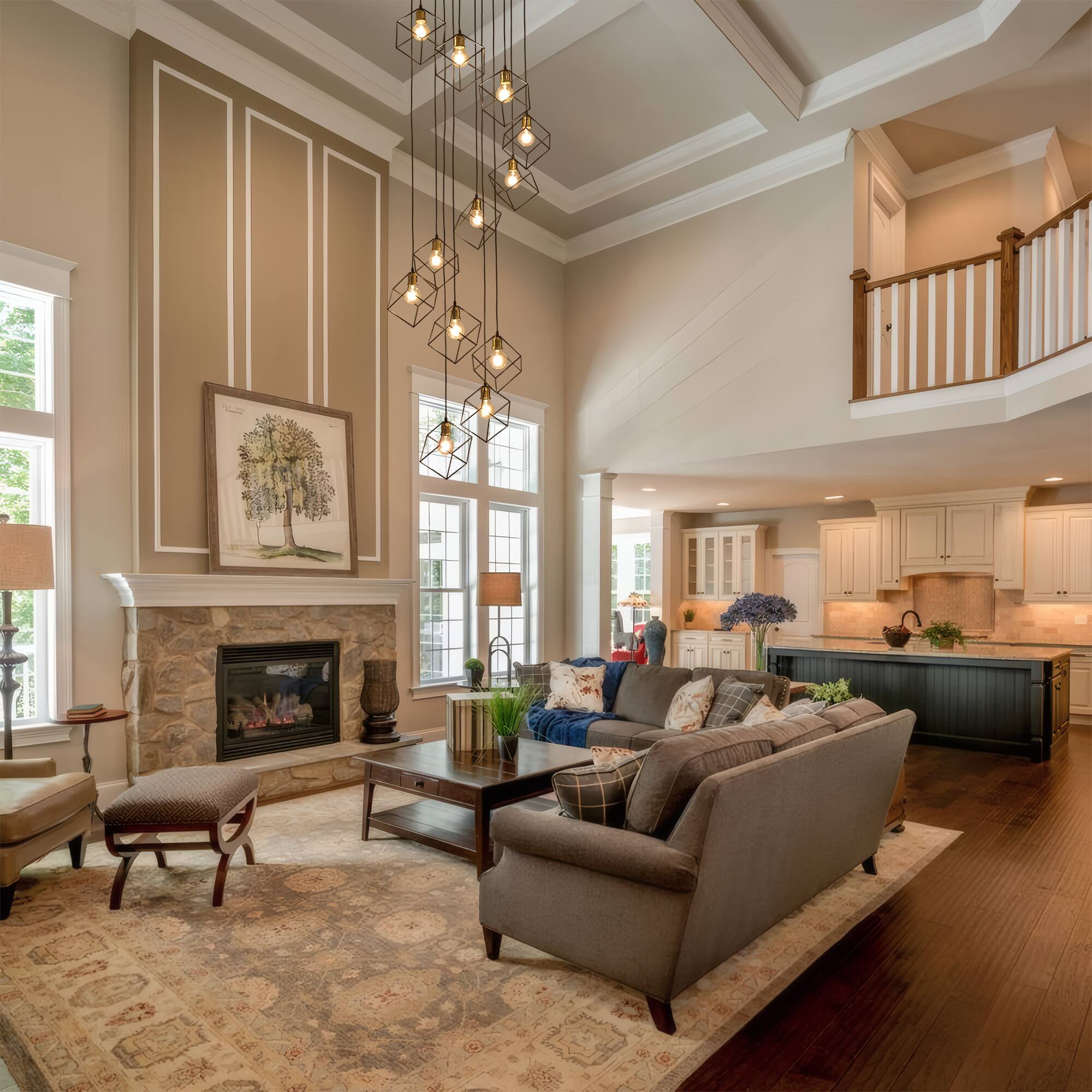 Left. RYHNUYNE - 12-Light Modern Foyer Chandelier,Black Long Pendant Light Fixture for High Ceilings Entryway,Large Staircase Chandeliers - Black.