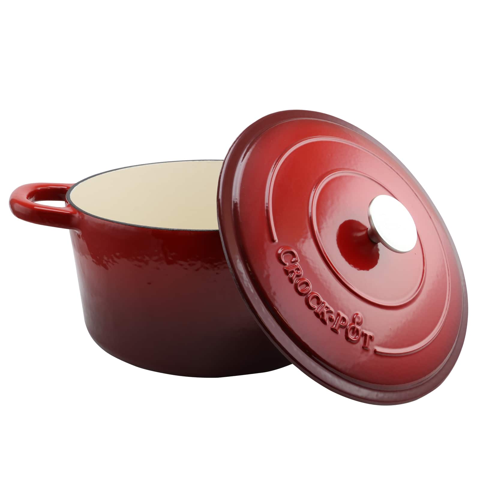 Crock-Pot - Crock Pot Artisan 7 Quart Oval Enameled Cast Iron Dutch Oven - Scarlet Red