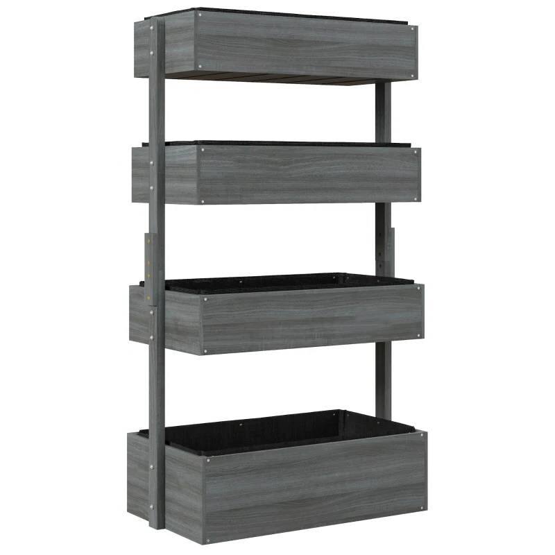 Front. SlickBlue - 4-Tier Vertical Wooden Planter Box – Raised Bed for Garden, Vegetables, and Flowers - Grey.