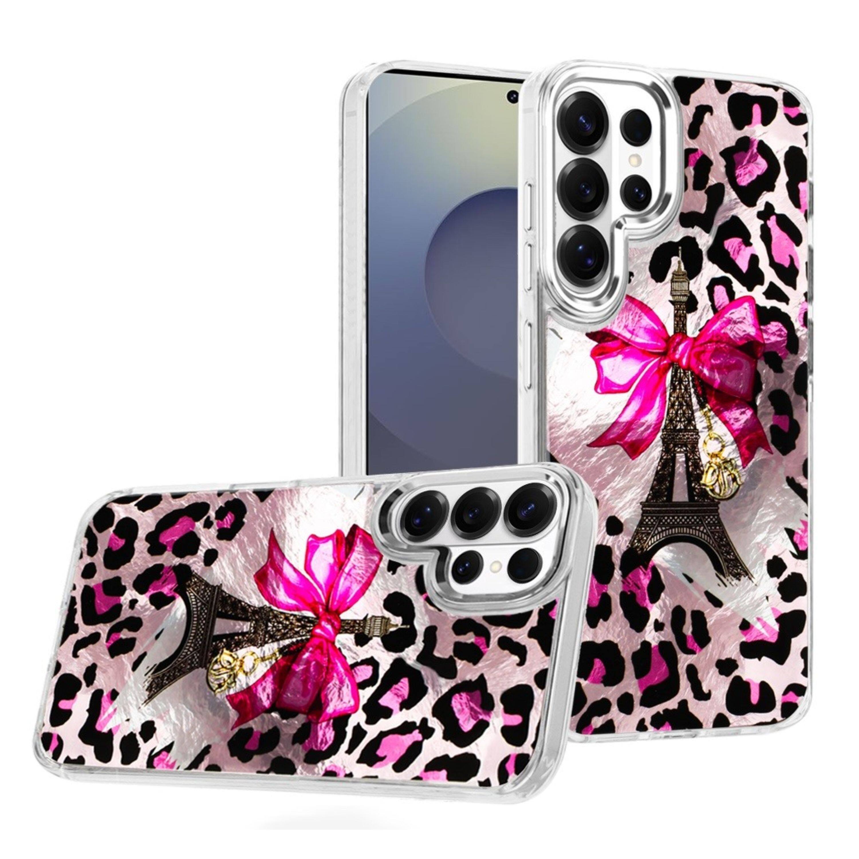 Angle. Kitcheniva - In Mold Design Metallic Buttons Phone Case With Tempered Glass For Samsung Galaxy S26 Ultra Eiffel - Multicolor.
