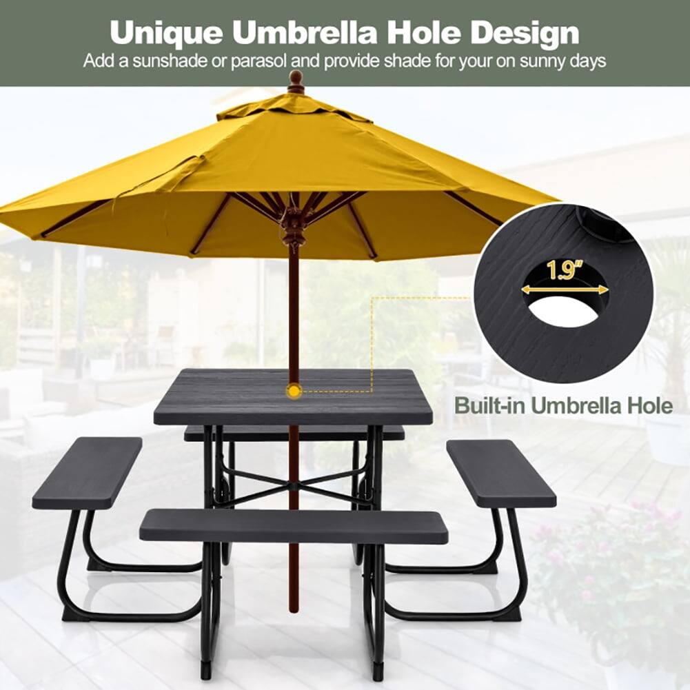 Unique Umbrella Hole Design  
Add a sunshade or parasol and provide shade for your on sunny days  

1.9" Built-in Umbrella Hole