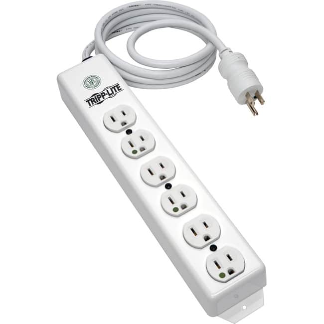 Eaton Tripp Lite Series Safe-IT UL 1363 Medical-Grade Power Strip, 6x Hospital-Grade Outlets, Antimicrobial, 15 ft - White