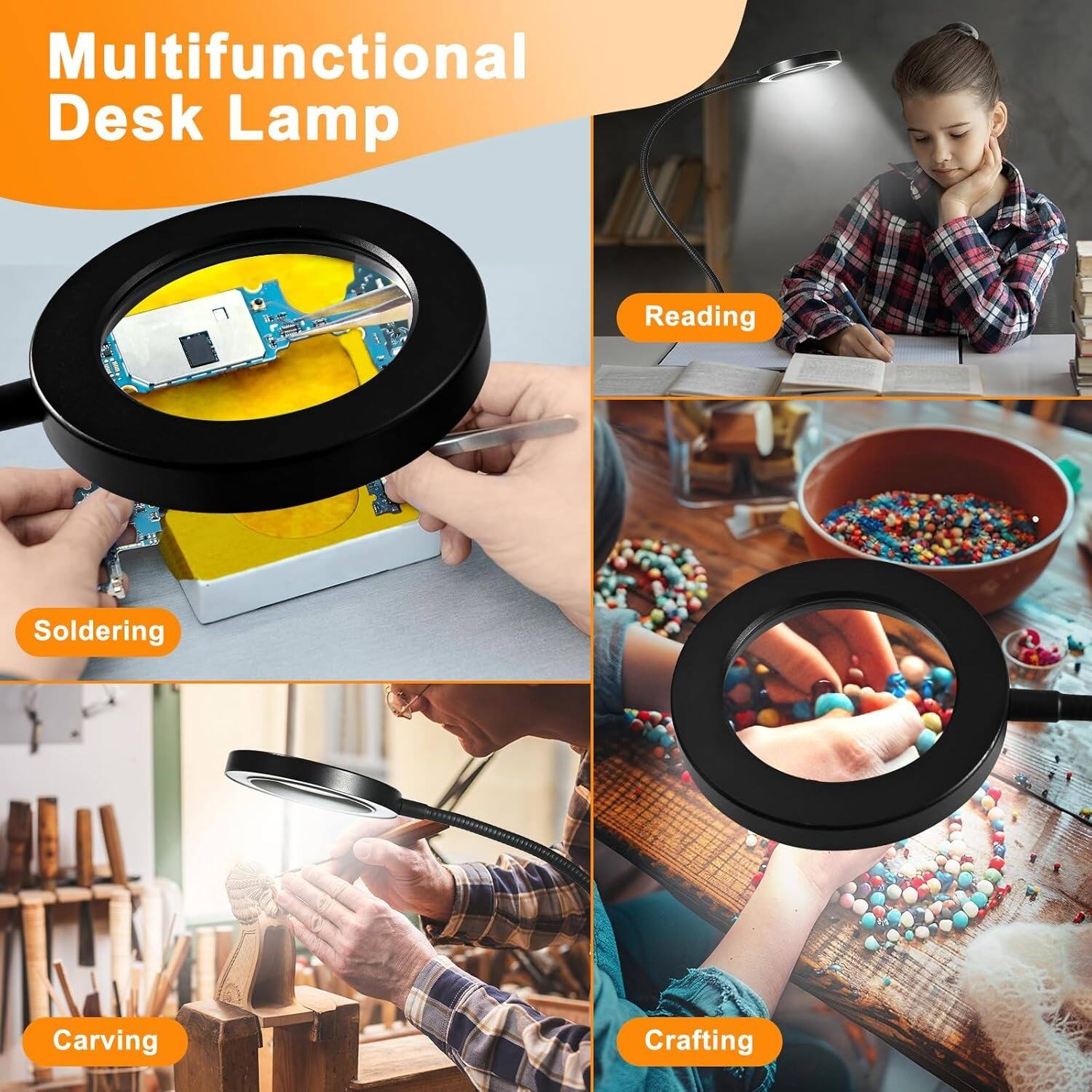 Multifunctional Desk Lamp

- Soldering
- Reading
- Carving
- Crafting