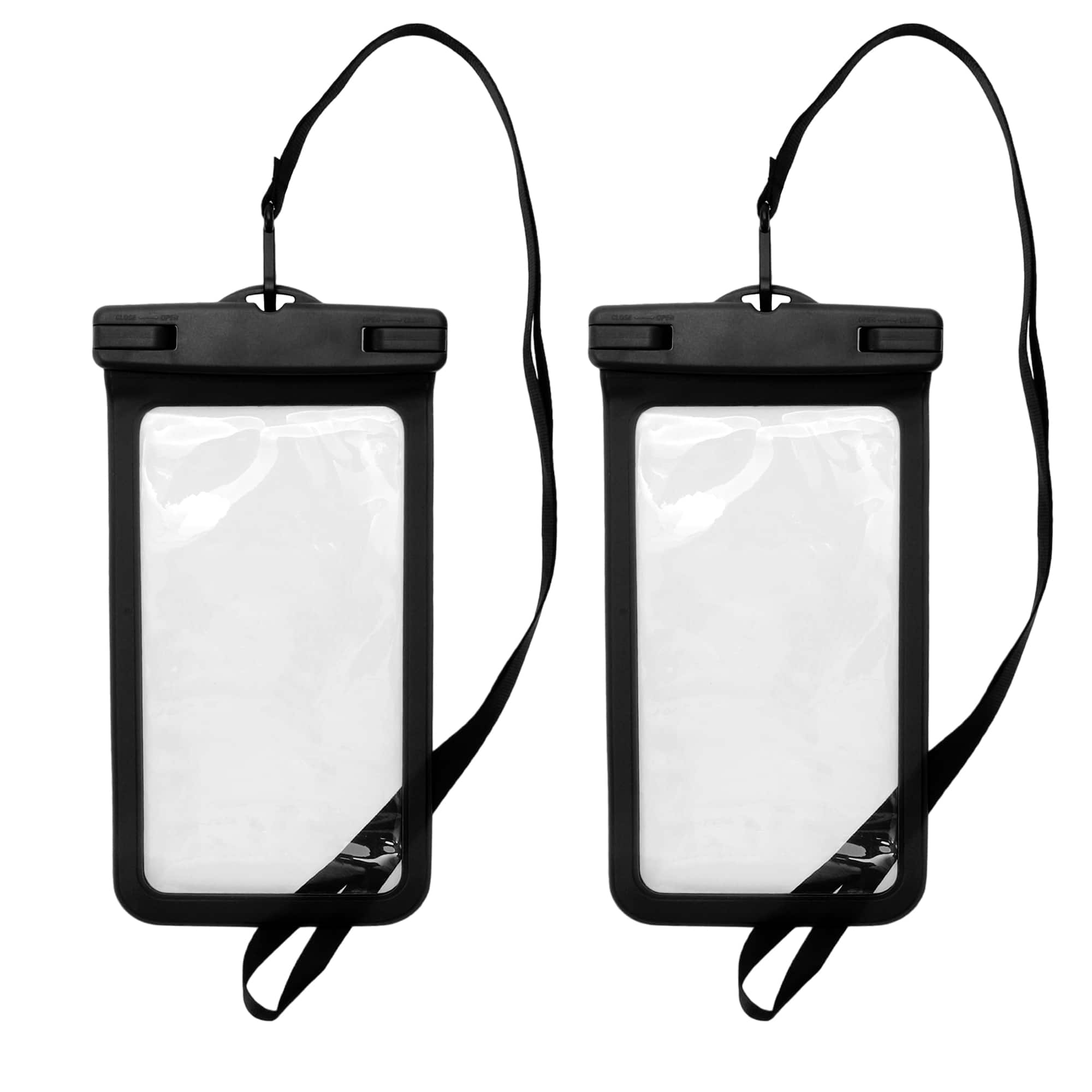 Unique Bargains - 2pcs Mobile Waterproof Bag Universal Waterproof Case Compatible for Phone 4.53"x8.27" - Black