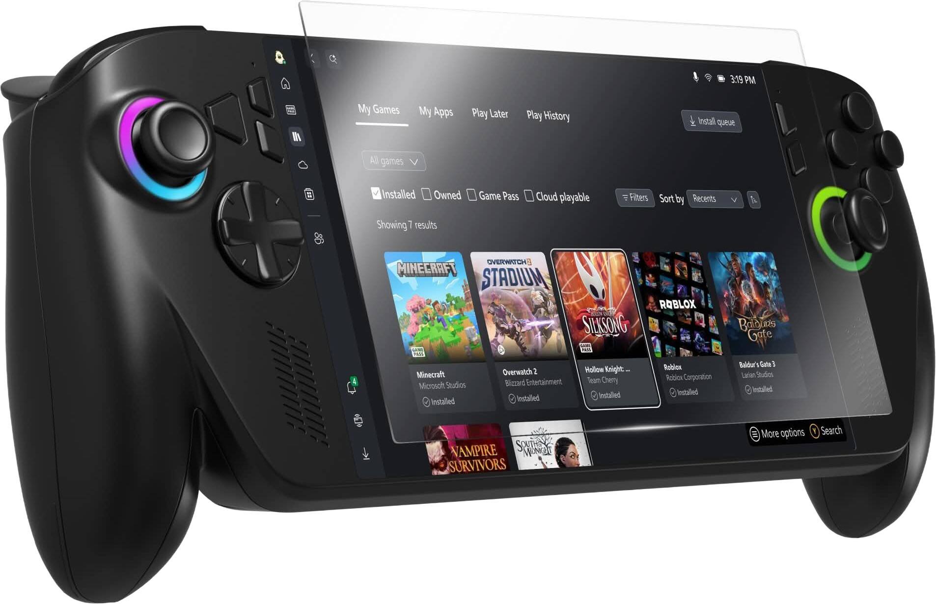 My Games  
My Apps  
Play Later  
Play History  
Install queue  

All games  
Installed  
Owned  
Game Pass  
Cloud playable  

Showing 7 results  

Filters  
Sort by  
Recents  

Minecraft  
Minecraft Studios  
Installed  

Overwatch 2  
Blizzard Entertainment  
Installed  

SilkSong  
Hollow Knight: Silksong  
Team Cherry  
Installed  

Roblox  
Roblox Corporation  
Installed  

Baldur's Gate 3  
Larian Studios  
Installed  

Vampire Survivors  
Soulstice Games  
Installed  

More options  
Search