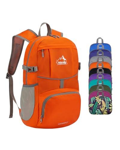 Front. Vulpecula Spade - Hiking Packable Daypack Backpack: 25L Ultra Lightweight Day Pack for Woman Man - Small Compact Folding Back Pack for - G-orange.