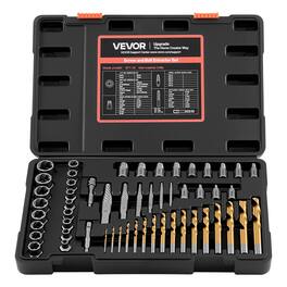 VEVOR - Screw Extractor Set with Drill Bits, 54 Pieces, Easy Out Nut Bolt Extractors and Drill Bits, with Adapters - Black