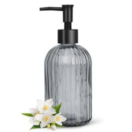 Dapper Styles - Glass Soap Dispenser With Plastic Pump Liquid Hand Rustproof For Kitchen Bathroom Great Oil Soaps army - Stripe-grey-Plastic Pump