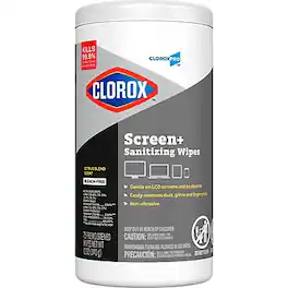 Clorox - CloroxPro Screen+ Sanitizing Wipes for Electronics, Bleach Free, Citrus Blend Scent, 75 Wipes/Container - White
