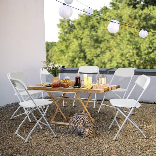 Alt View 10. Winado - 10PCS Portable Plastic Folding Chairs, Stackable Seat with Steel Frame for Indoor Outdoor Wedding Party Picnic Dining - White.