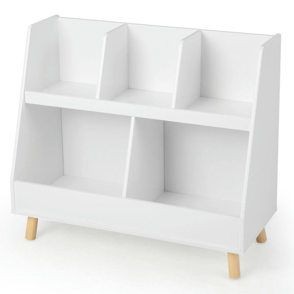 Front. Kadyn - 5-Cube Kids Bookshelf and Toy Organizer with Anti-Tipping Kits-White, Kids Toy Storage for Kids, Boys, Girls, Nursery - White.