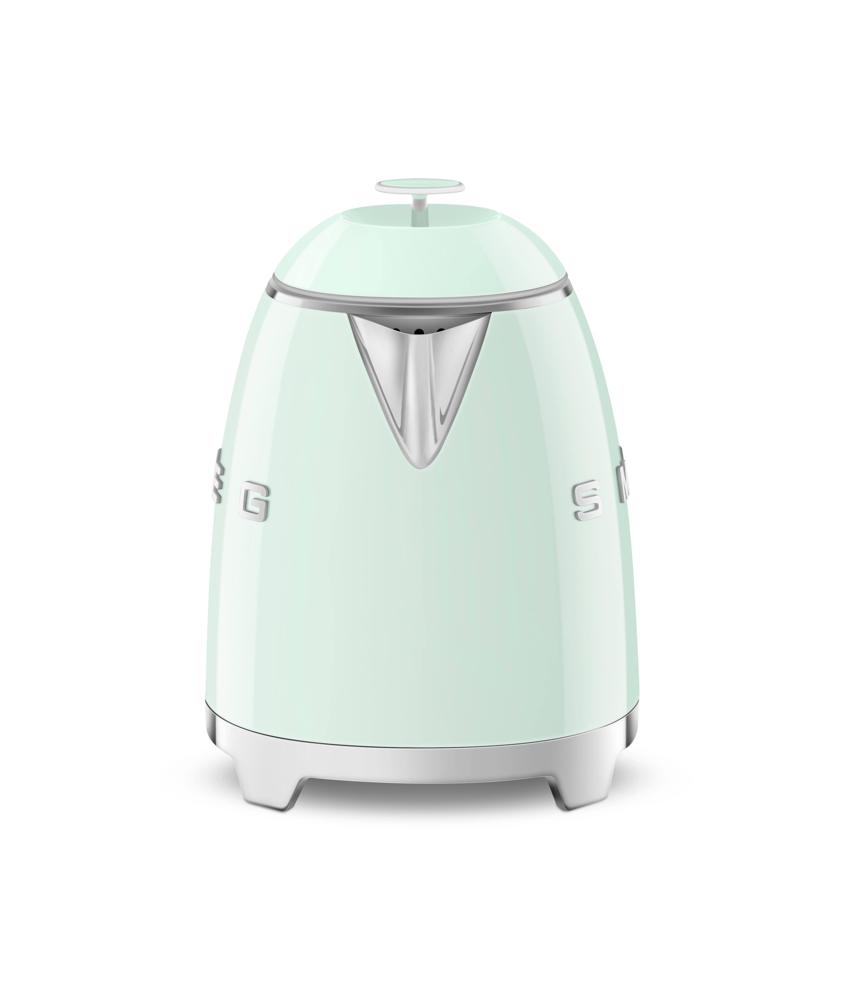 Angle. SMEG - SMEG KLF05 3.5-cup Electric Mini Kettle - Pastel Green.