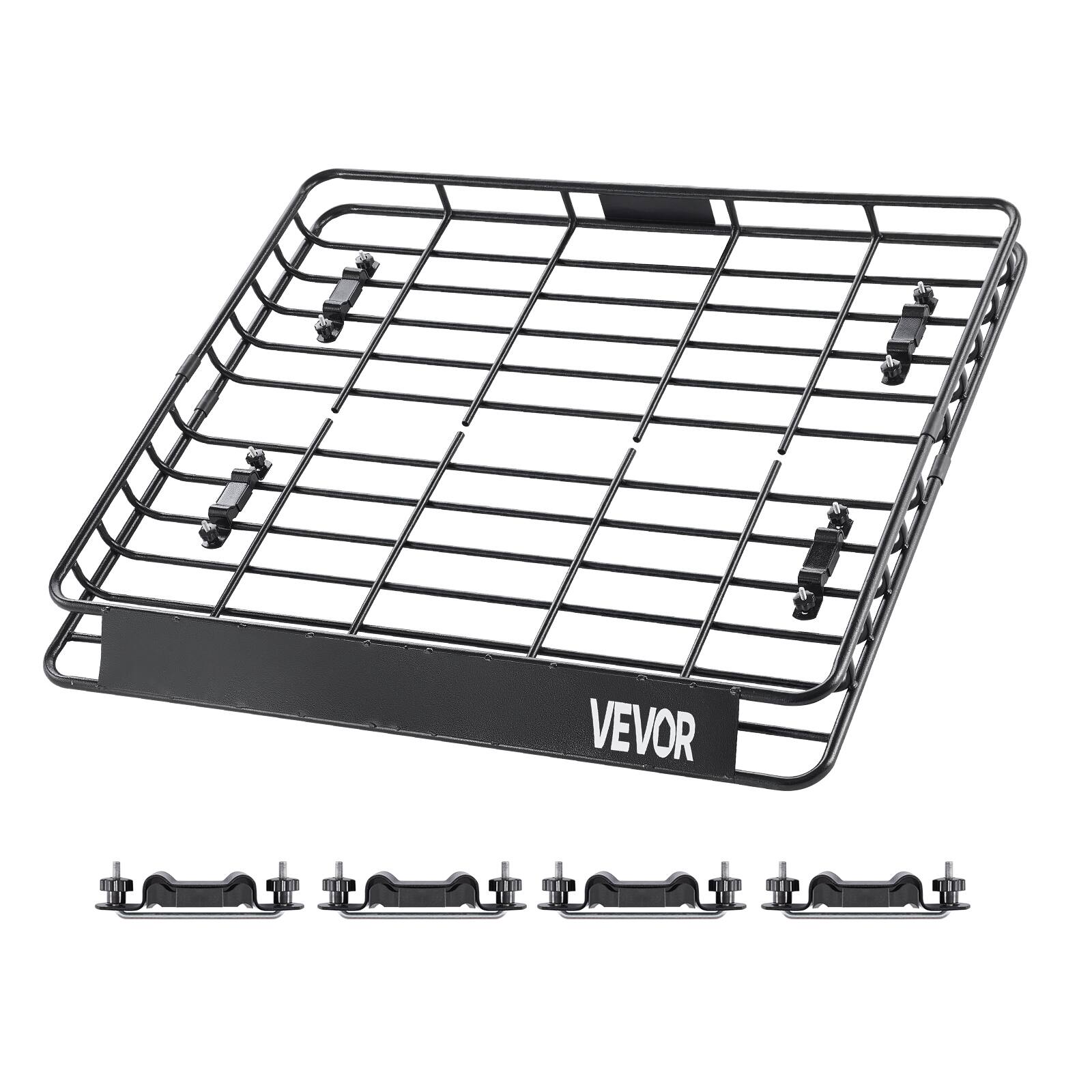 Alt View 5. VEVOR - Roof Rack Cargo Carrier, 43 x 50 x 4.1 in, Universal Rooftop Cargo Basket, Car Top Luggage Holder - Black.