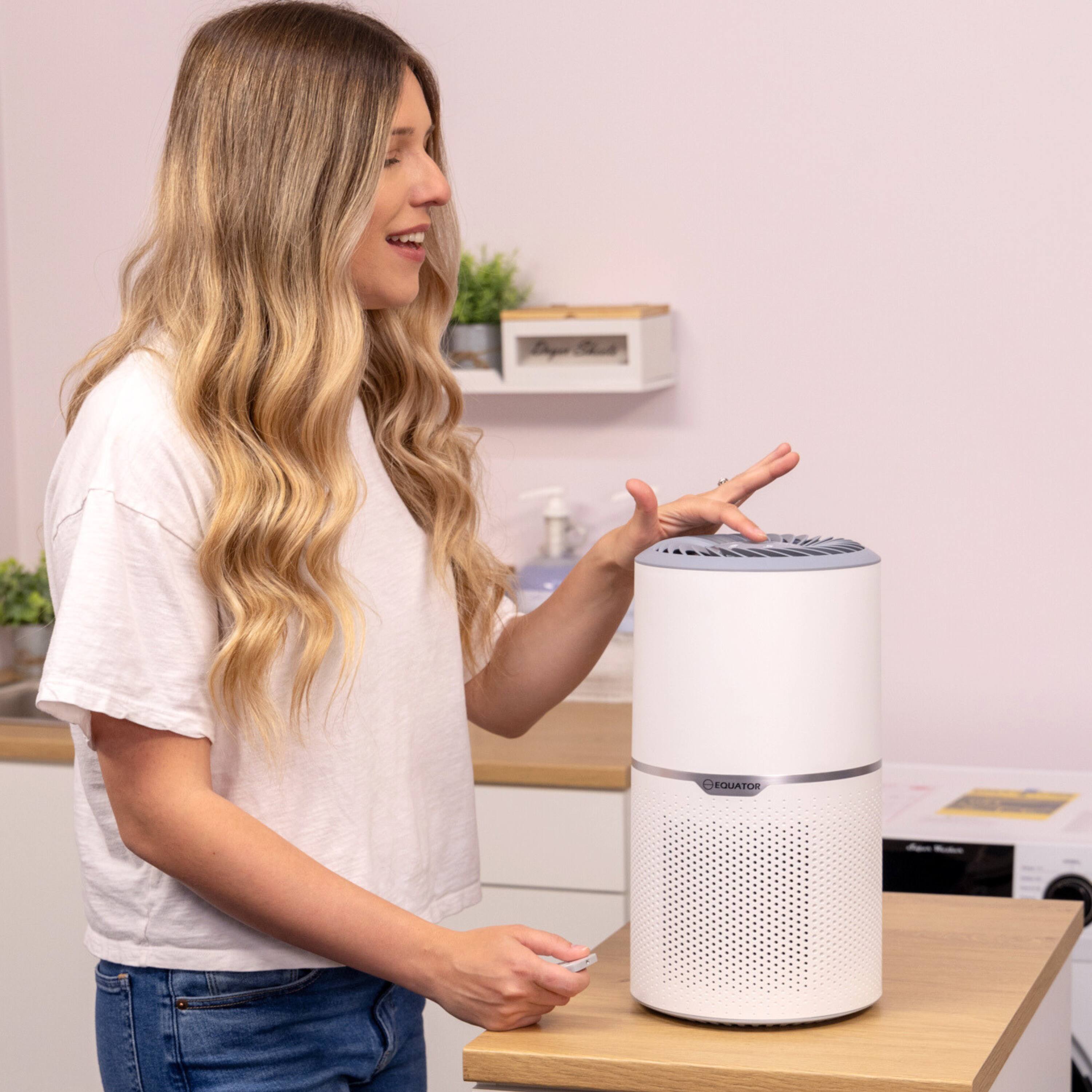 Angle. Equator - Equator HEPA Air Purifier with Sterilizer ION Smoke Remover UVC Odor Lock PET Dander 270 sq.ft. 110V - White.