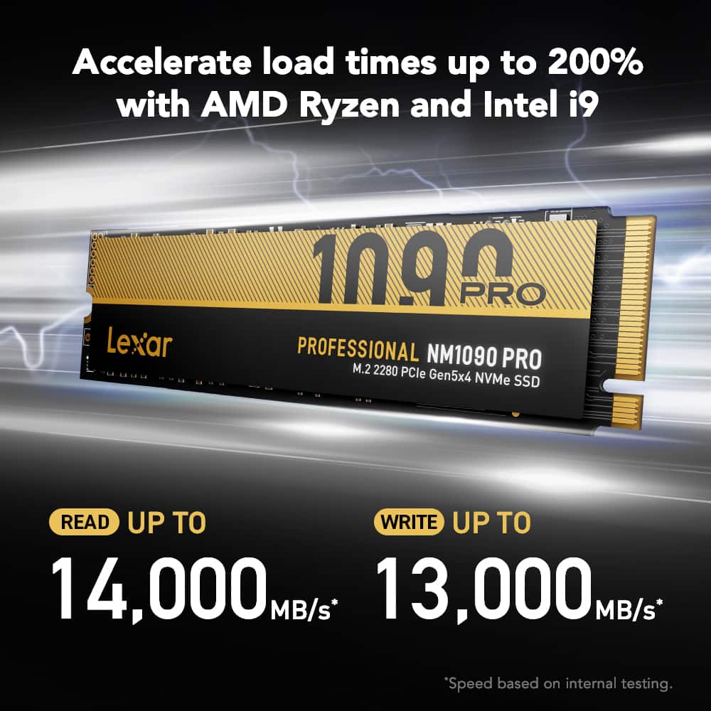 Lexar 2TB NM1090 PRO PCIe Gen5 NVMe M.2 2280 Internal SSD, Up to