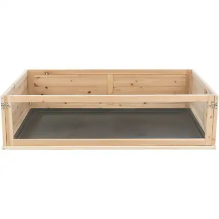 Front. TRIXIE - Wooden Indoor Small Animal Run with a View - Brown.