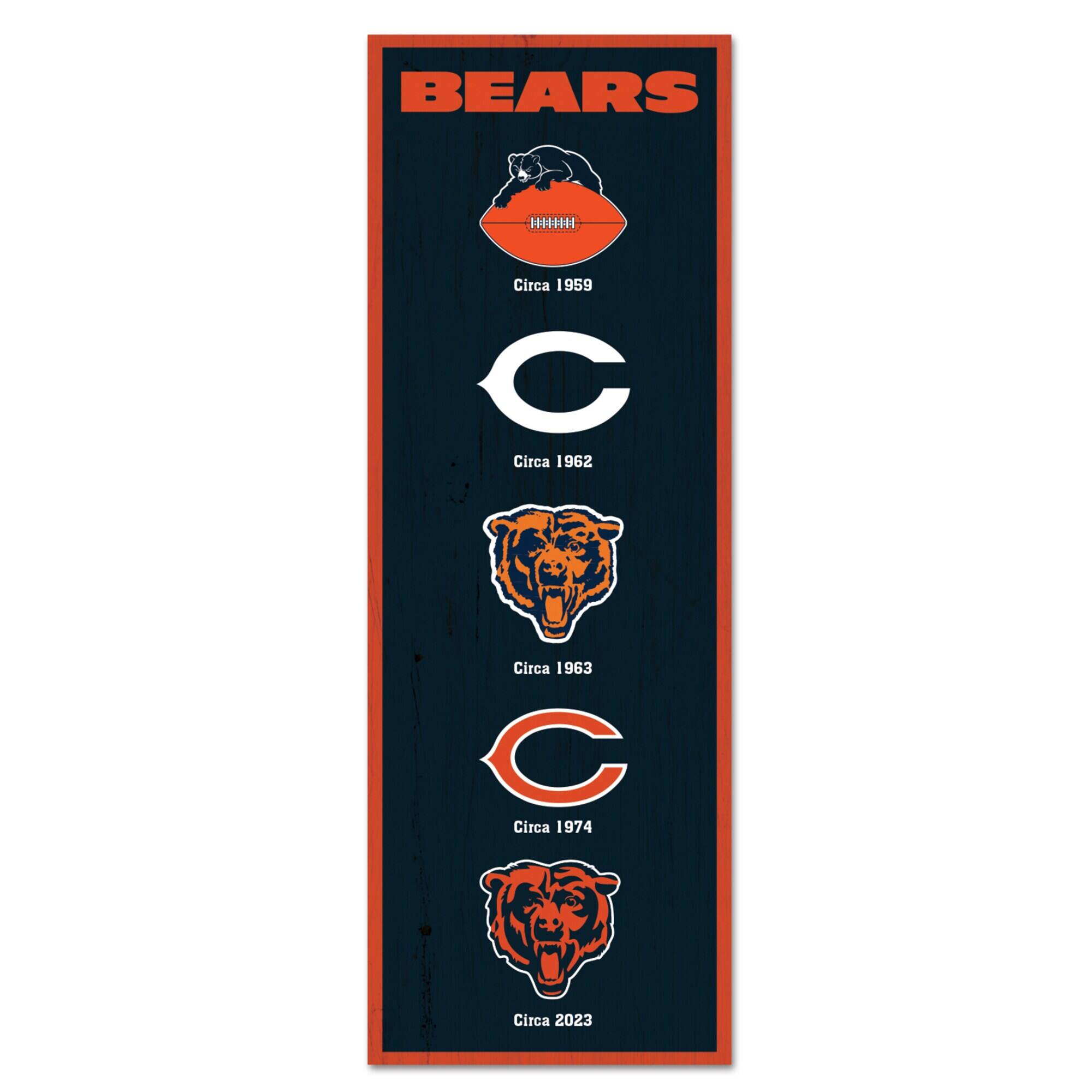 Chicago Bears 6" x 17" Logo Evolution Wood Sign