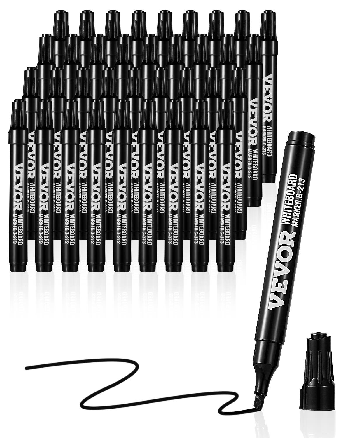 VEVOR - Dry Erase Markers, 36 Pack Low-Odor Whiteboard Markers with Chisel Tip, Easily Clean Dry Erase Markers Bulk - Black